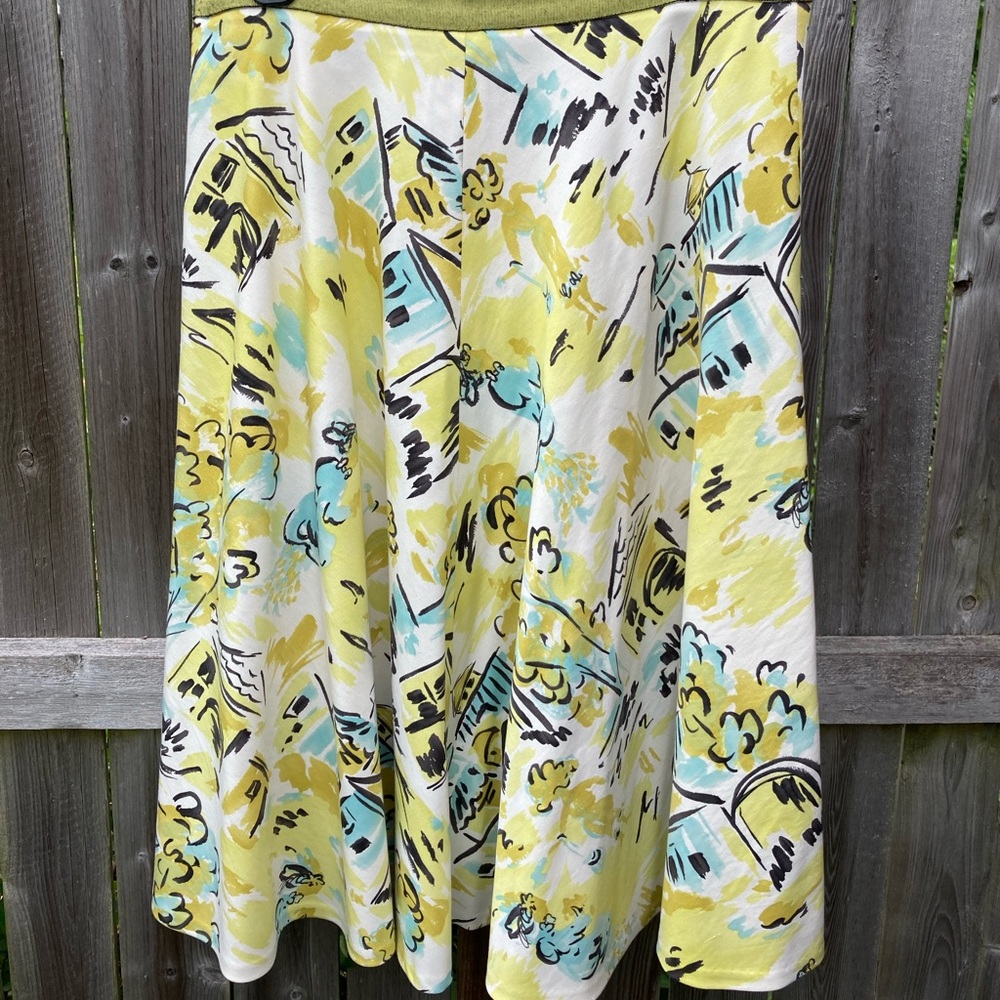 A line Parisian print skirt-cotton & silk.
